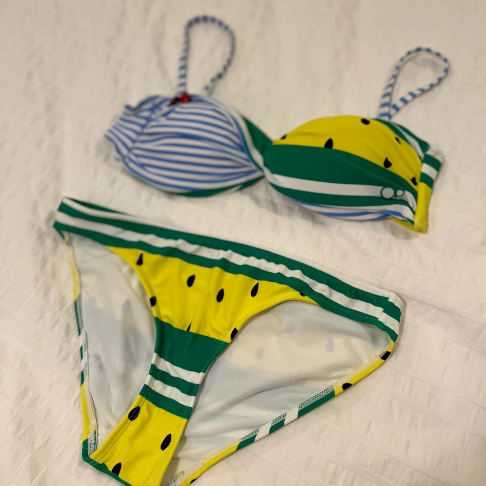 OP Bathing Suit with watermelon and stripe design